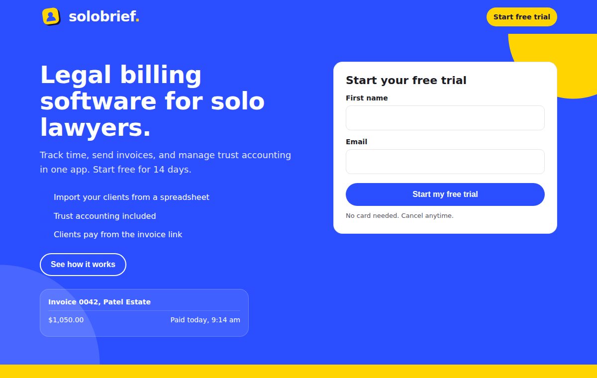 Solobrief landing page